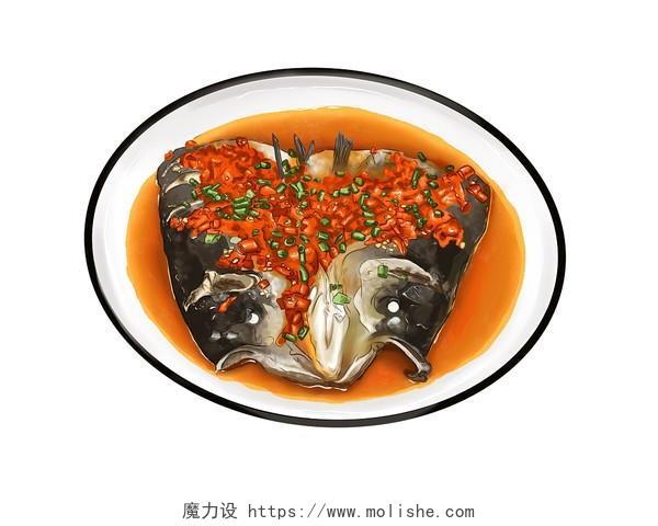 剁椒鱼头手绘舌尖上的美食插画PNG素材